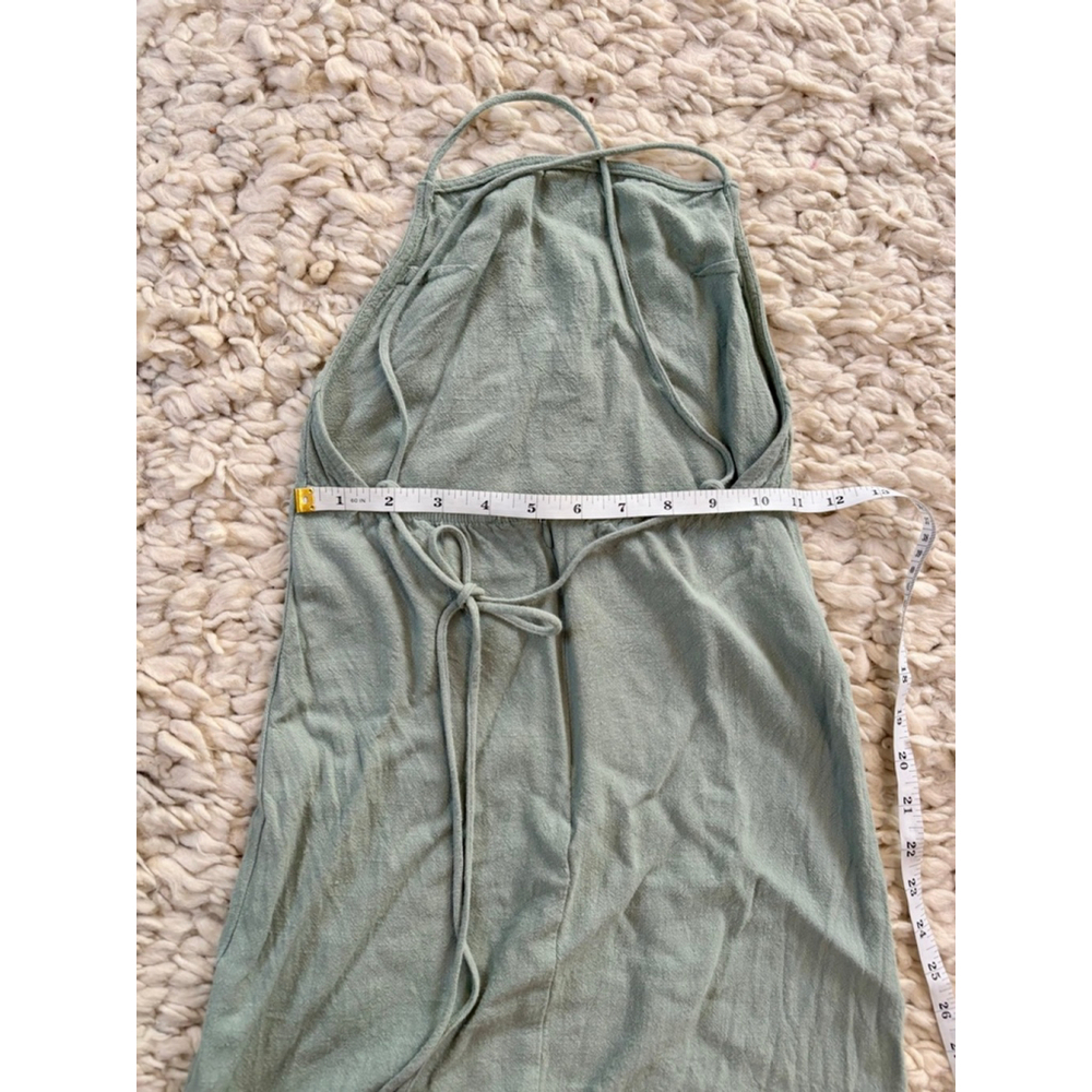 Women's Princess Polly Sage Green Mini Dress US 0 Backless Linen Blend - Picture 6 of 11